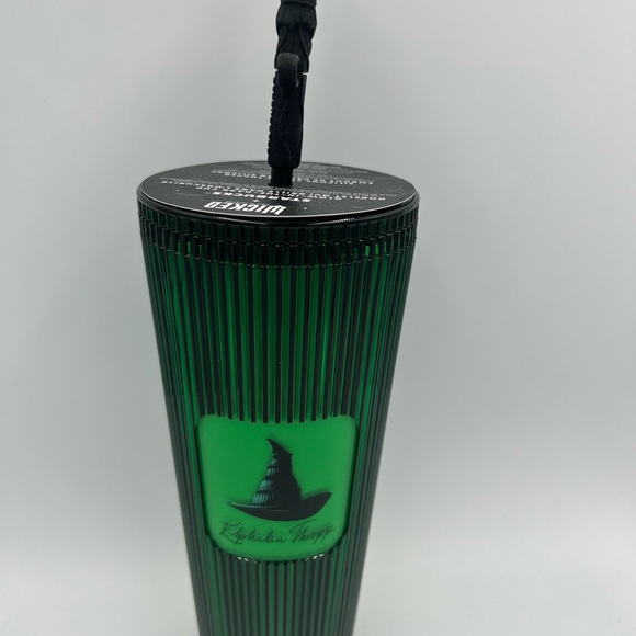 Starbucks 2024 Wicked Elphaba Green Black Broom Topper 24oz  Starbucks Wicked Elphaba broom tumbler NWT